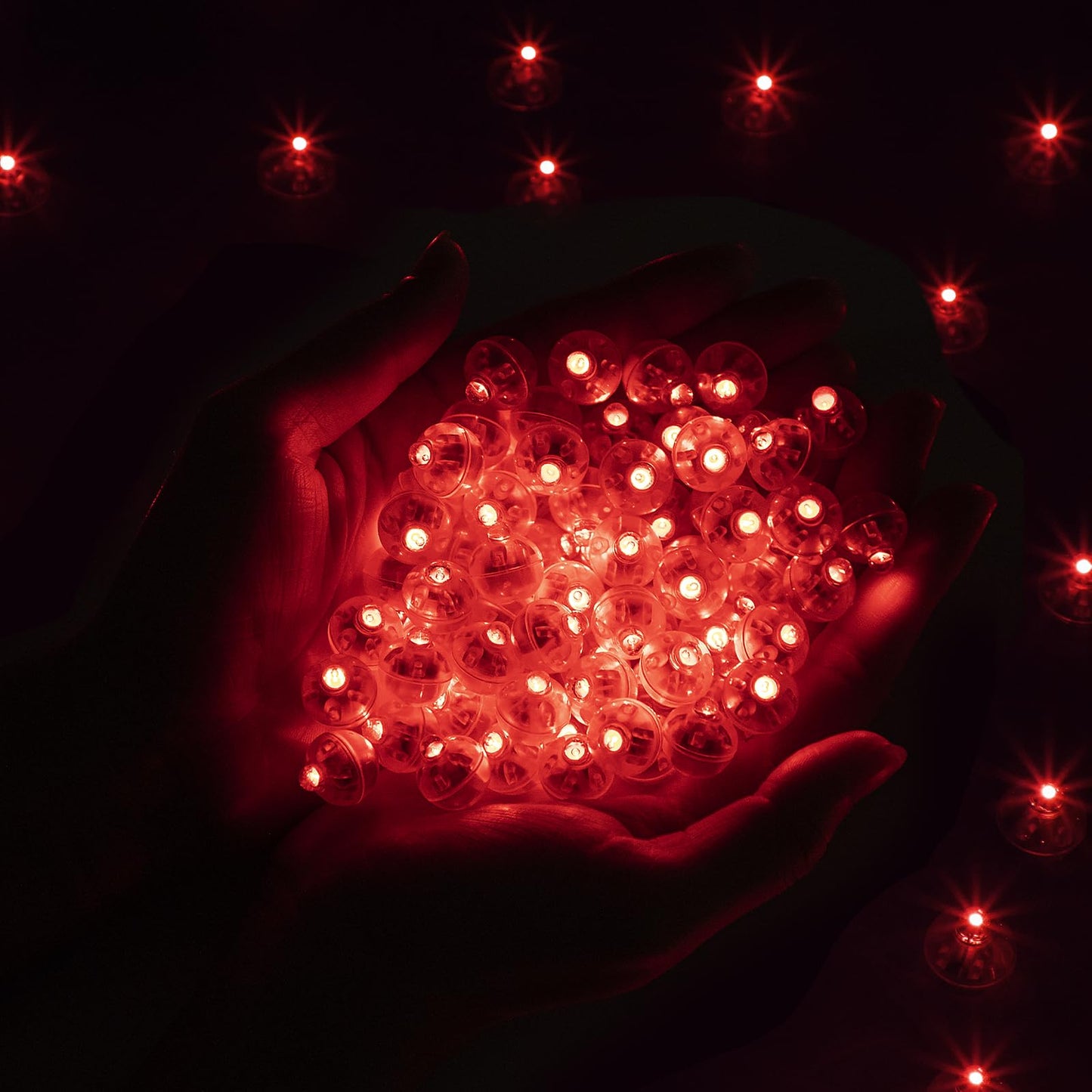 FWYWNL 100pcs Balloon Lights,Round LED Ball Lamp for Latex Balloon Paper Lantern Party Wedding Festival Christmas Halloween Decorative，Long Standby Time Waterpro of Mini Light (Red)