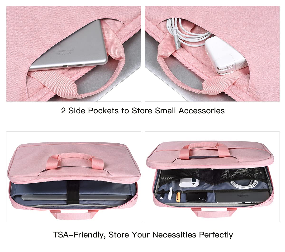 15.6 Inch Laptop Sleeve TSA Case Women Ladies Bag for Macbook Pro 16" M5 M4 M3 M2 M1, Lenovo Ideapad 15.6", HP Envy/Victus 15.6, Dell Inspiron 15, Acer Aspire/Nitro 15, ASUS MSI Macbook 15 Case, Pink
