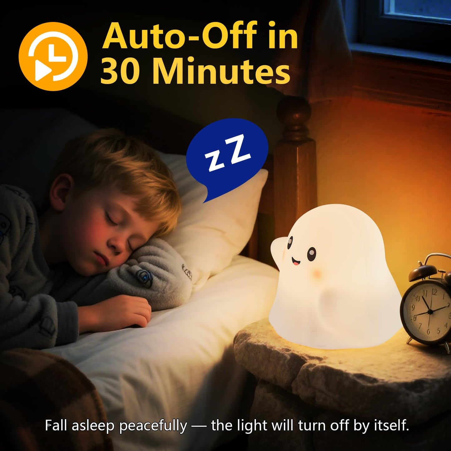 nextanG Cute Ghost Night Light for Kids, Rechargeable Silicone Bedside Night Light with Tap Control, Dimmable Nursery Decor Lamp, Fun Ghost Gift for Kids, Halloween Room Decor, Ghost Lamp