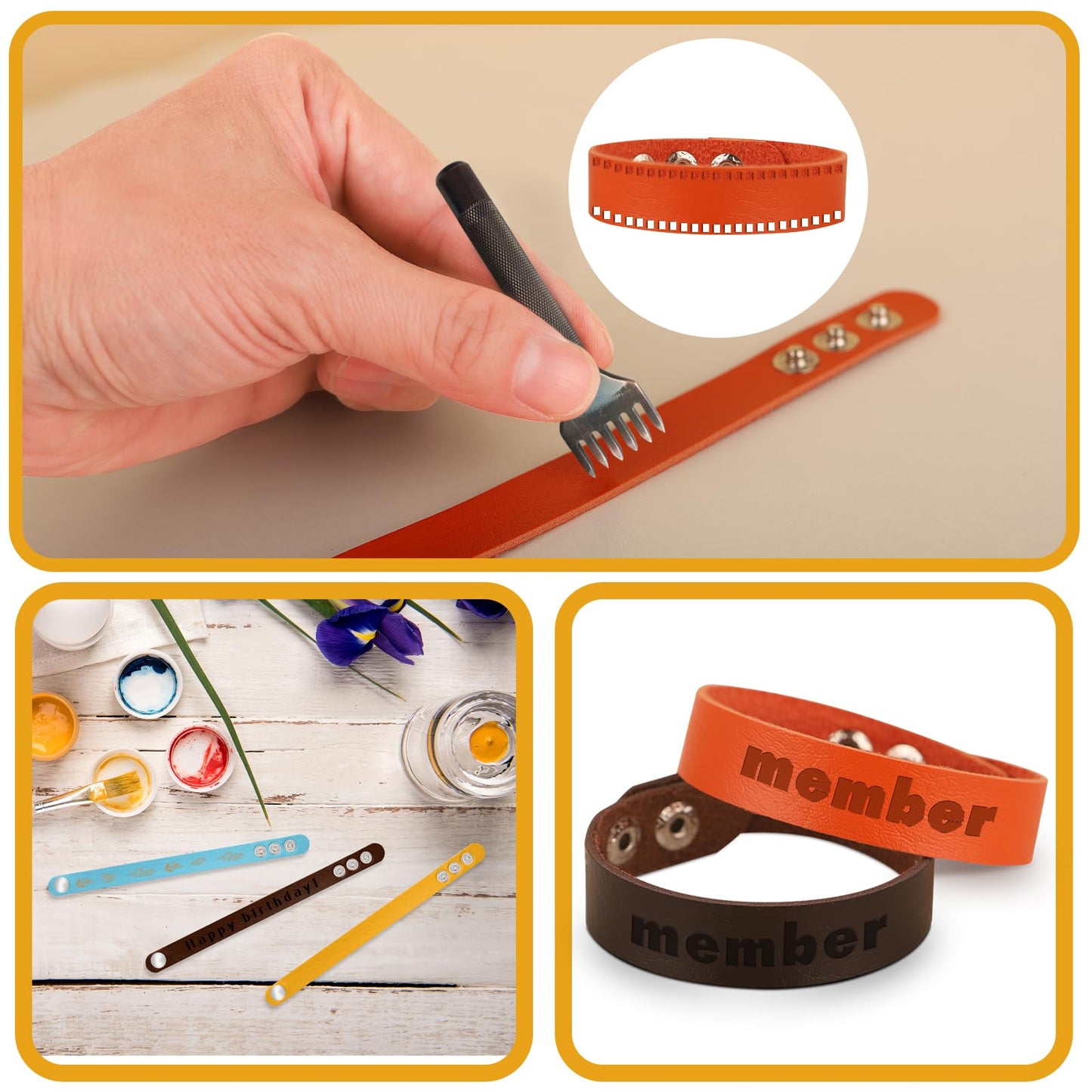 DANUDON 16 Pcs Leather Bracelet Blanks, Leather Snap Bracelets for Stamping Engraving Adjustable Plain PU Wristband Snap Bracelets Leather Cuff Bracelets for Men Women