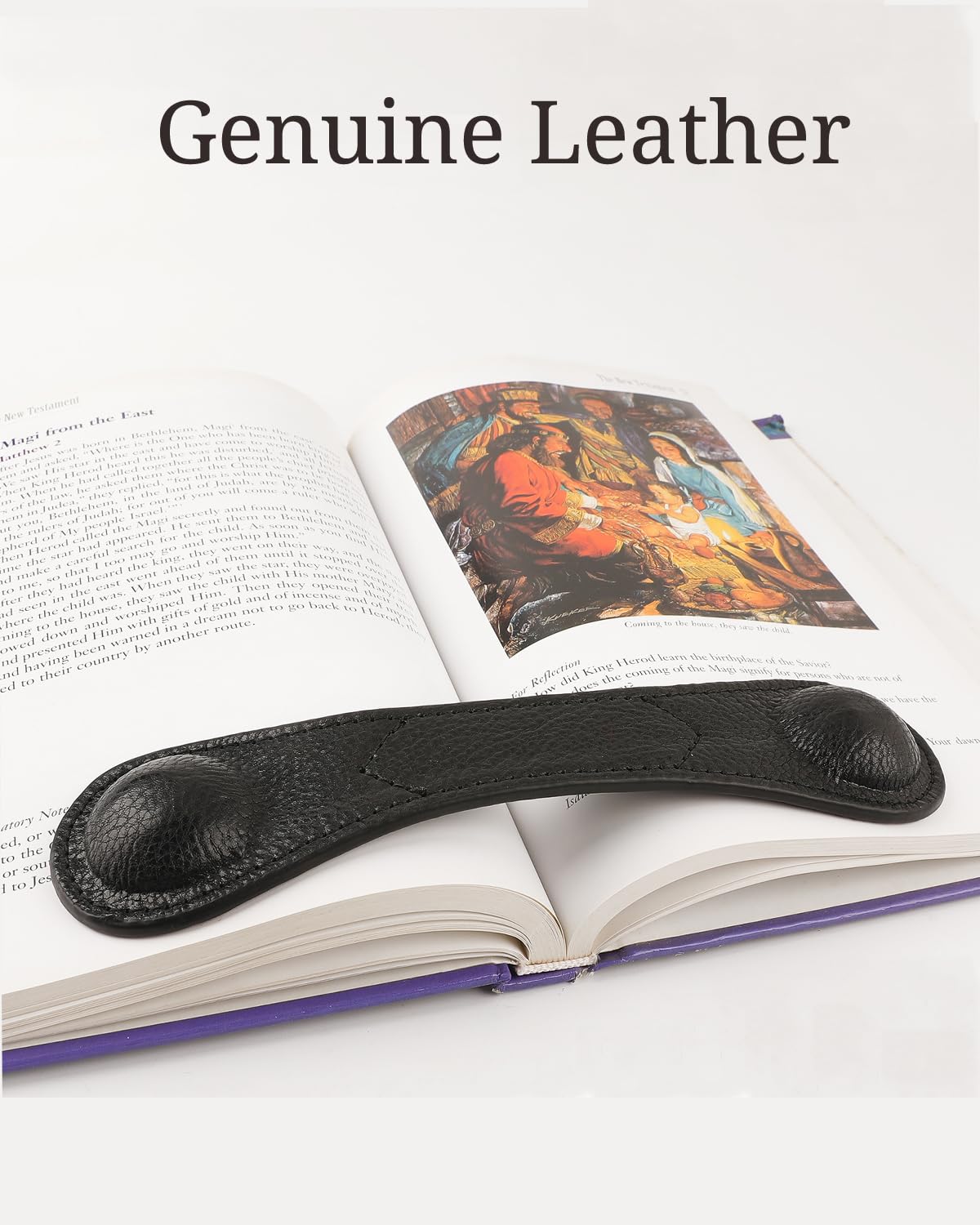 Weighted Bookmark - Leather Book Page Weight Book Weights Holder for Hands-Free Reading Paper Weights for Cookbooks Crafts Music Books Bookmarks(01Black)
