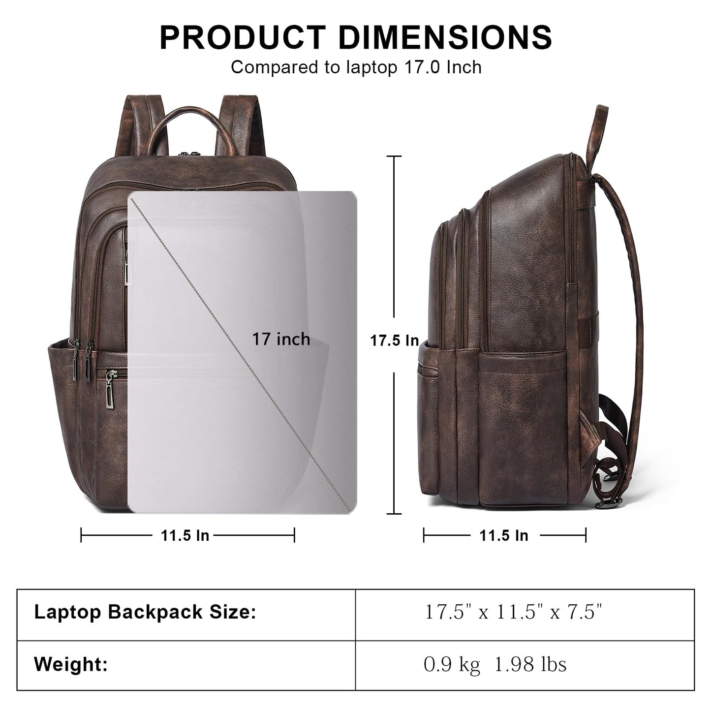 Shrrie Leather 17 inch Laptop Backpack for Women, Large Travel Backpack Purse for Casual Daypack College Work Bag