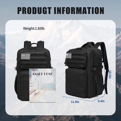 Wotony Military Tactical Backpack for Men Waterproof Daypack 3 Day Assault Pack Molle Bag with Water Bottle Holder (khaki, 35L)