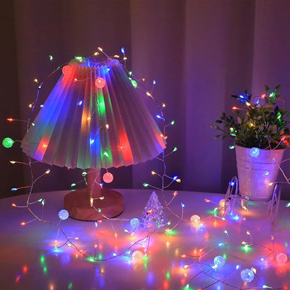 Copper Wire Firecracker Christmas Lights, 6FT 120LED Battery Operated Twinkle Cluster Fairy Lights for Christmas Tree with Remote for Bedroom Dorm Wreath DIY Wedding Christmas Decoration