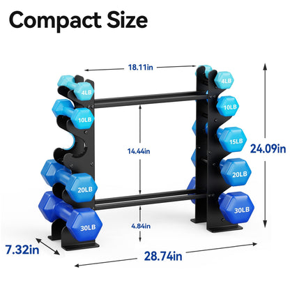 5-Tier Dumbbell Rack Stand for Home Gym: Rack Only Holder for Dumbbells, Free Weights, 500LB Capacity Heavy-Duty Compact Storage Organizer