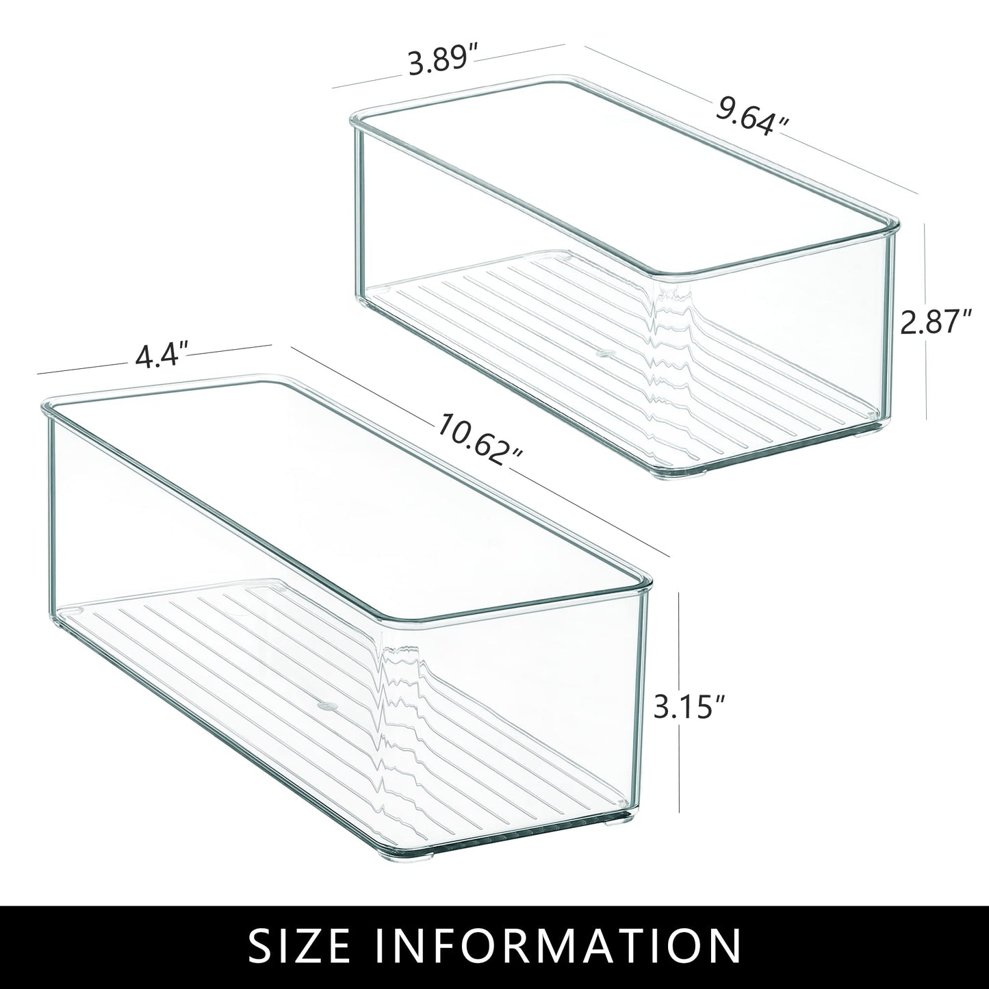 Qilinba 8 PACK Drawer Organizer Bins Bathroom Deep Drawer Organizer Tray for Cutlery Vanity Make-up, Clear Stackable Storage Bins for Kitchen Cabinet Closet Counter Organization and Storage