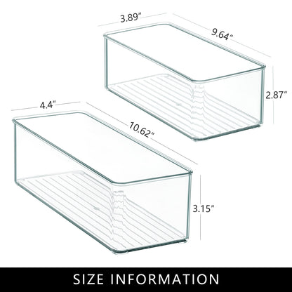 Qilinba 8 PACK Drawer Organizer Bins Bathroom Deep Drawer Organizer Tray for Cutlery Vanity Make-up, Clear Stackable Storage Bins for Kitchen Cabinet Closet Counter Organization and Storage