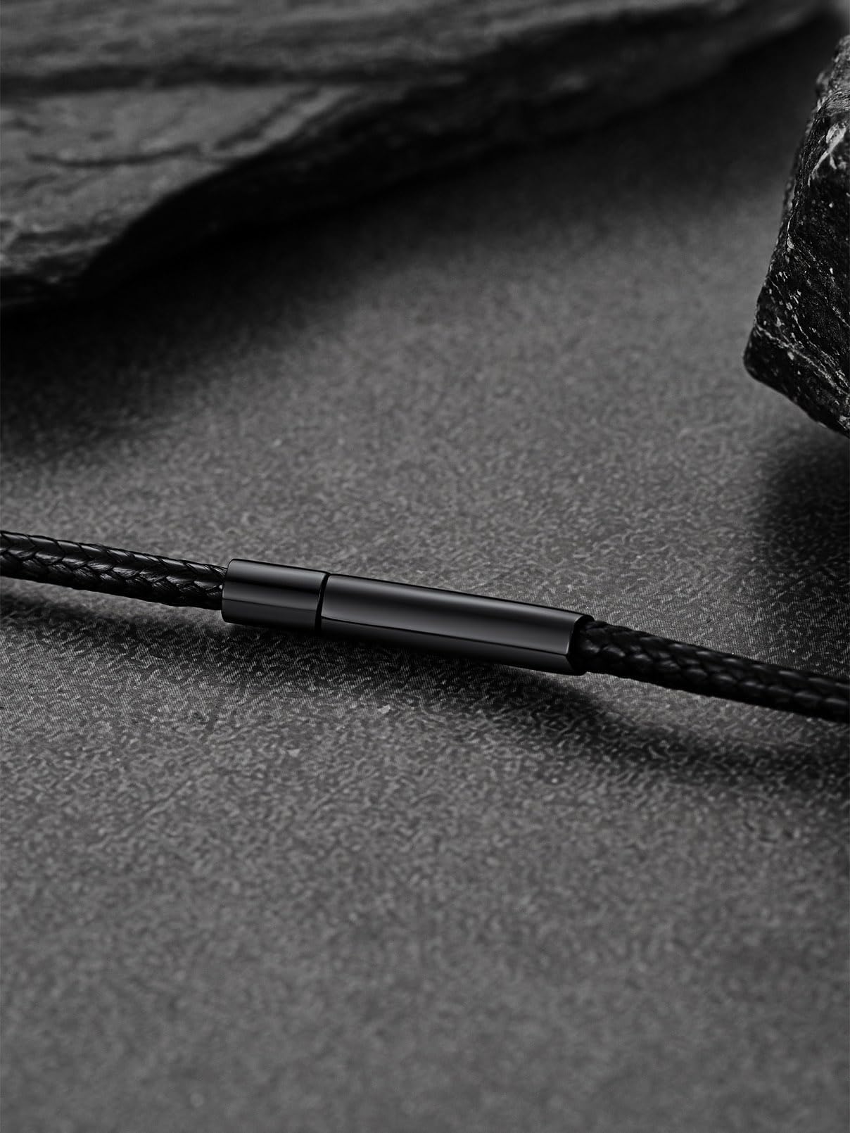 FaithHeart Waterproof Braided Leather Cord Chain Necklace Mens Wax Rope Chains for Pendant with Stainless Steel Clasp