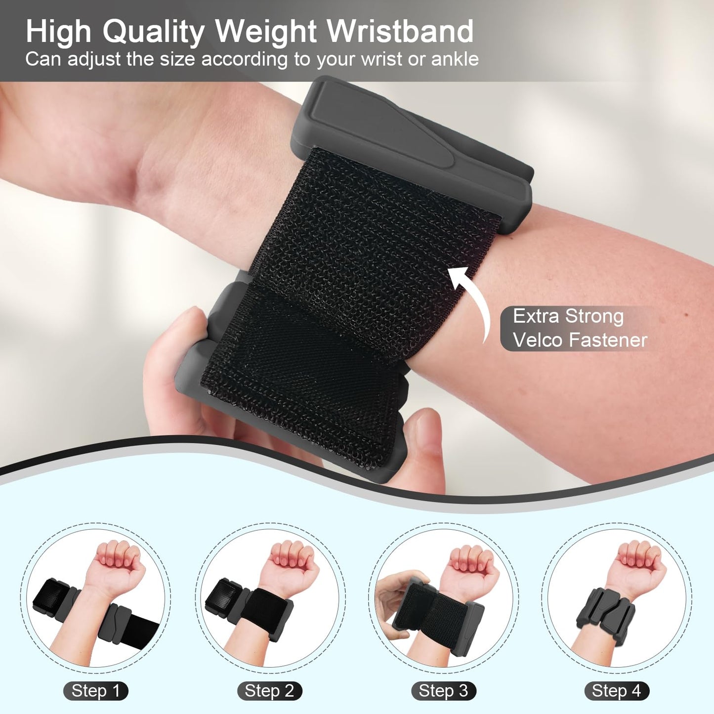 ADLIFE Adjustable Wrist Ankle Weights for Women Men Kids, 2 Lbs Wearable Arm Leg Weights Set of 2(1 Lb Each), Weighted Wristbands Exercise Weights for Walking Running Pilates Yoga Travel Pool Exercise Home Gym Workout