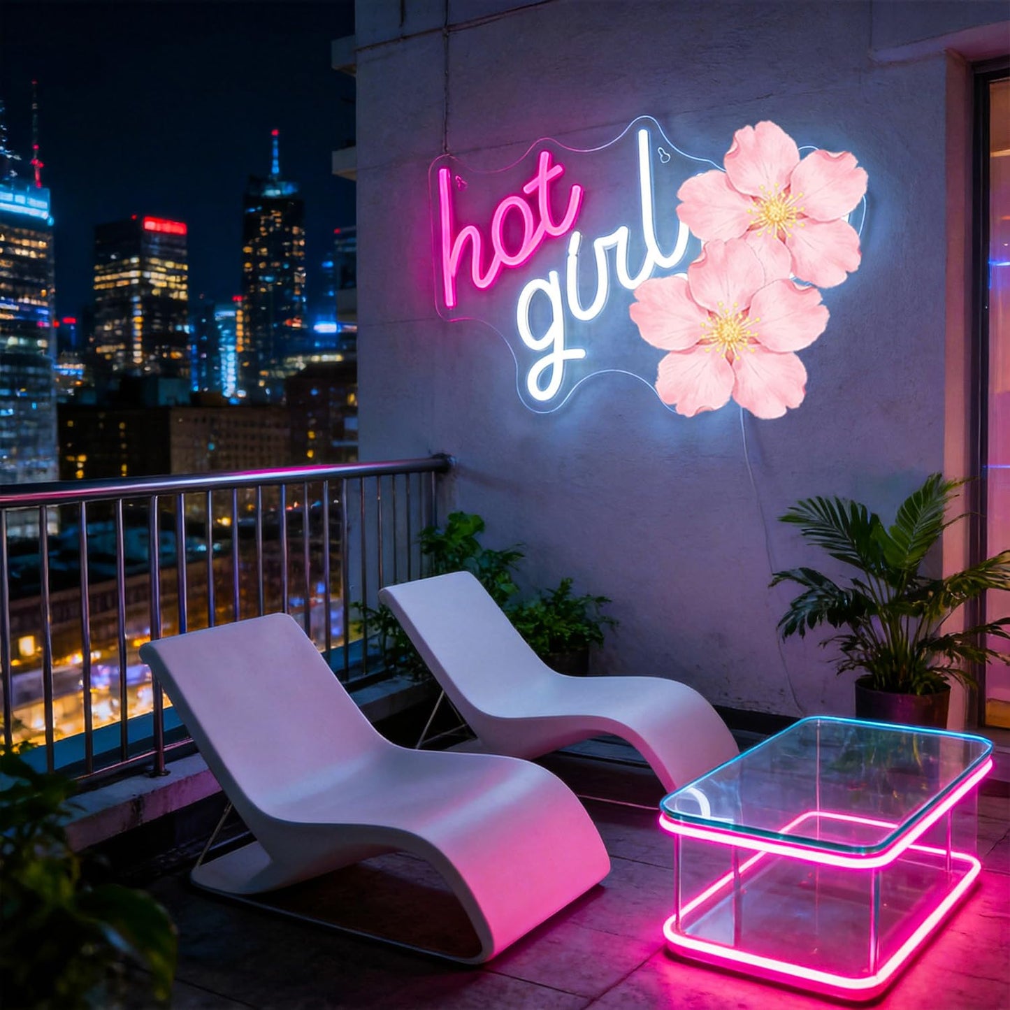 Qetibwk Neon Sign for Wall Decor Led Neon Signs Light Up Sign Room Decor Neon Lights Sign USB Powered (Hot girl)