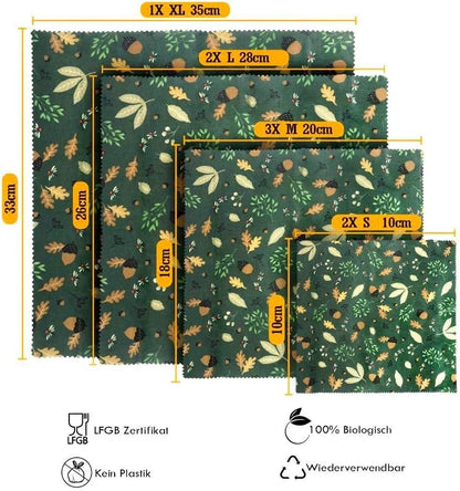 Set of 8 Beeswax Cloths for Food I Beeswax Wrap I Beeswax Cloth I Oilcloth I Reusable Oilcloths I Wax Paper Zero Waste I Cling Film Reusable