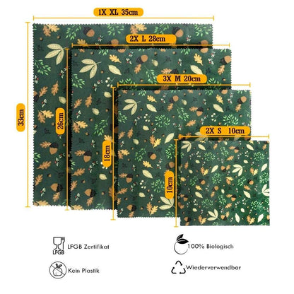 Set of 8 Beeswax Cloths for Food I Beeswax Wrap I Beeswax Cloth I Oilcloth I Reusable Oilcloths I Wax Paper Zero Waste I Cling Film Reusable
