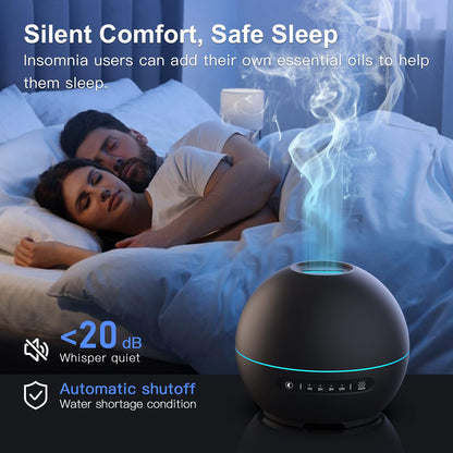 2 Pack Essential Oil Diffuser for Home - 200ml Ultrasonic Aromatherapy Diffuser with 4 Timers & 7 Colors Night Lights, 20dB Quiet Working for 10 Hours (Black+Black)