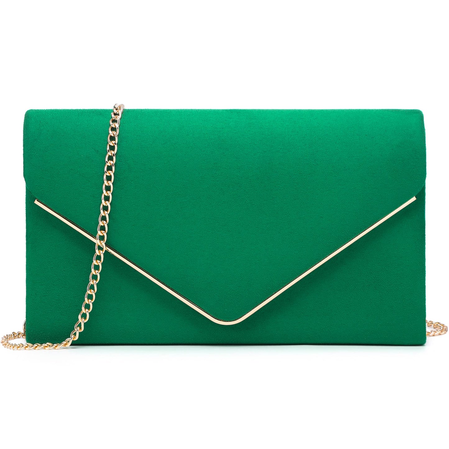 Dasein Women's Evening Clutch Bags Formal Party Clutches Wedding Purses Cocktail Prom Clutches (1-(Gold Hardware) Dark Green)
