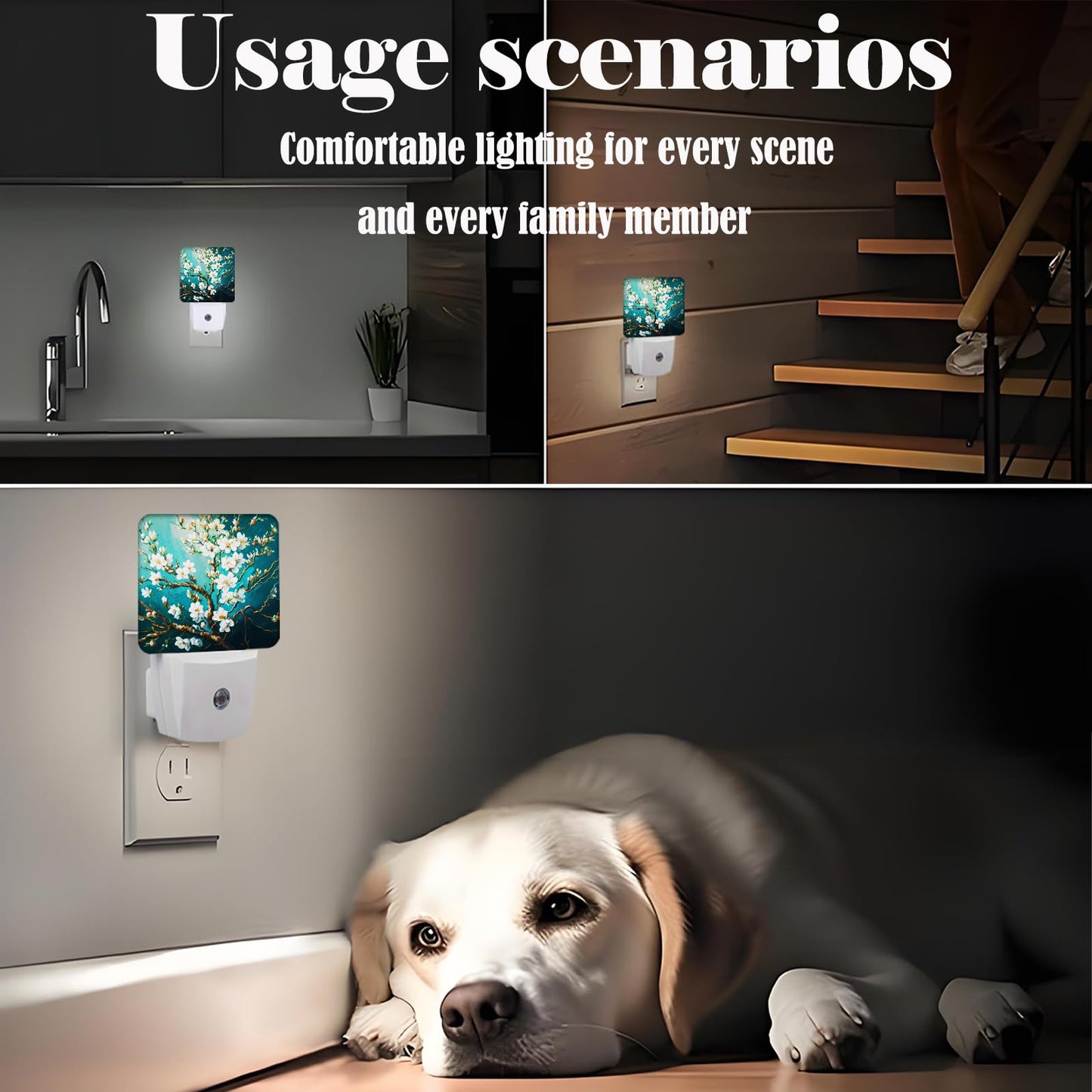 FSHVQKD Blossoming Almond Tree Night Light,Plug-in Nightlights Auto Sensor Night Lamp Dusk to Dawn Lamp Home Decor for Nursery Children Girls Boys