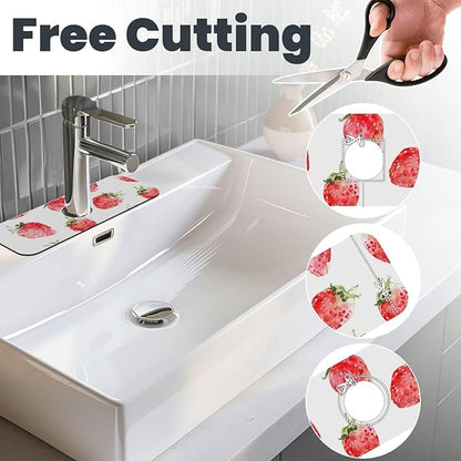 Faucet Draining Mat For Kitchen Sink, Watercolor Strawberries Diatom Mud