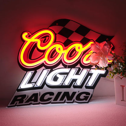 JFLLamp Crs LIGHT Neon Signs for Wall Decor Neon Lights for Bedroom Led Signs Suitable for Man Cave Bar Pub Restaurant Christmas Birthday Party Gift Led Art Wall Decorative Crs Light Bar Sign, 5V Usb Power, 17*11 Inch(Azure+red+white）