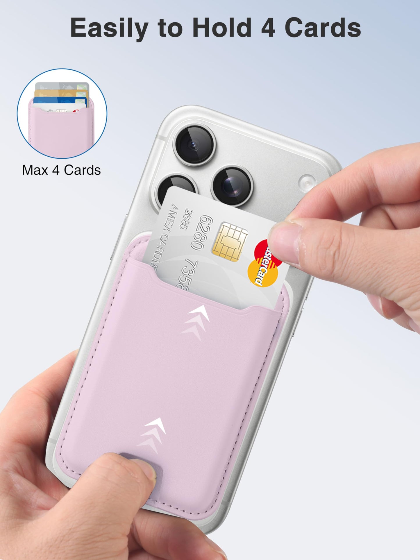 TopMade for Magsafe Wallet, Strongest Magnetic Card Holder for iPhone 17, iPhone 16/15/14/13/12 Series, Leather Magnetic Phone Wallet with Powerful Magnets, RFID Blocking, Fit 4 Cards, Pink