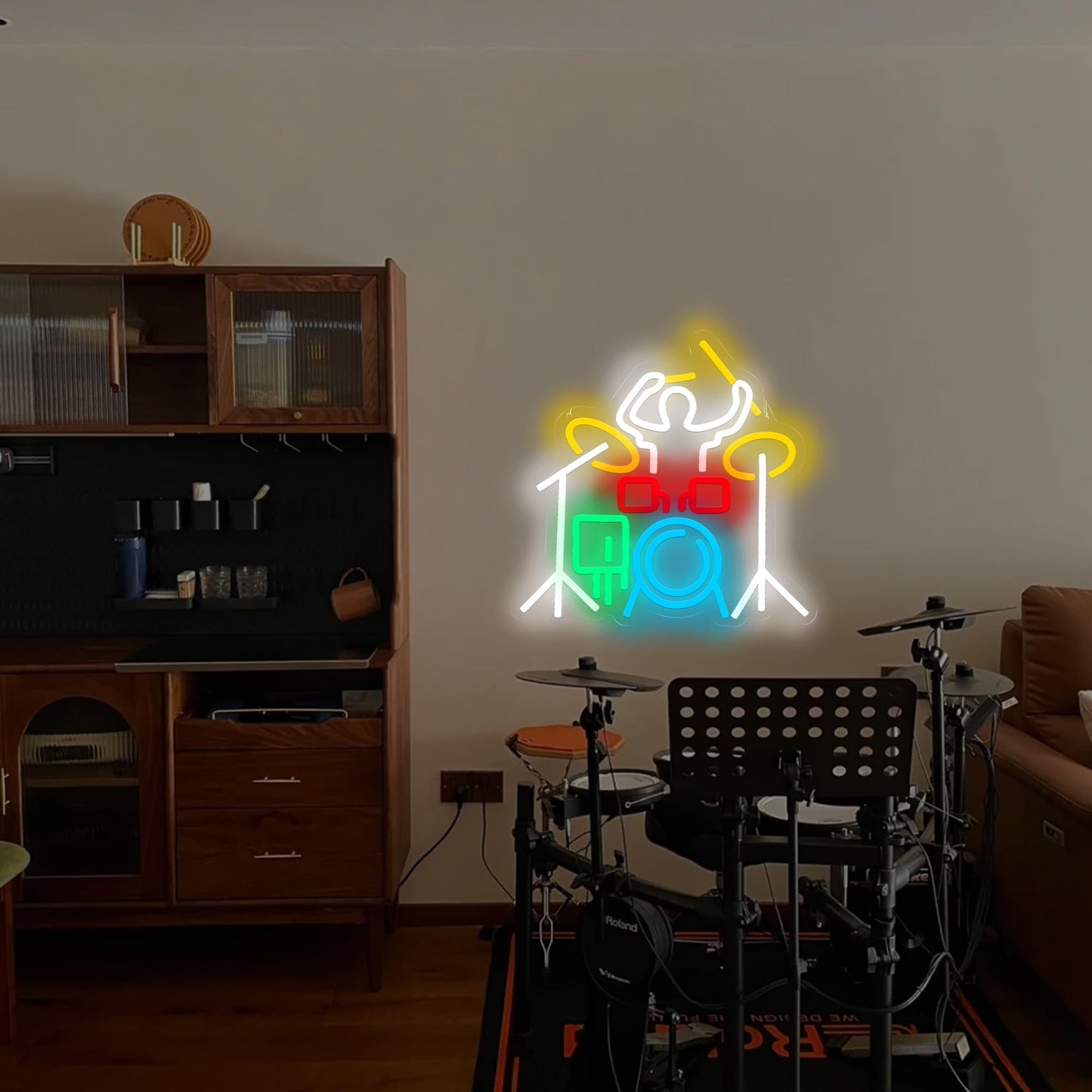 Drummer Neon Light Drum Band Player LED Light Suitable for Music Scene, Living Room, Bar and Party Decoration, Cool Gifts for Drummers