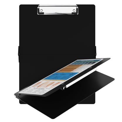 Nursing Clipboard with Nursing and Medical Edition Cheat Sheets Nursing School Essentials - Aluminum Foldable Nurse Clip Boards Essential Accessory for Efficient Patient Care (Black)
