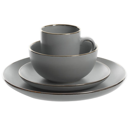 Gibson Home Queenslane 16 Piece Double Bowl Plates and Bowls Dinnerware Sets - Matte Blue