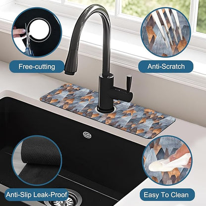 Abstract Mountain Sink Faucet Absorbing Mat Mountain Landscape Super Absorbent
