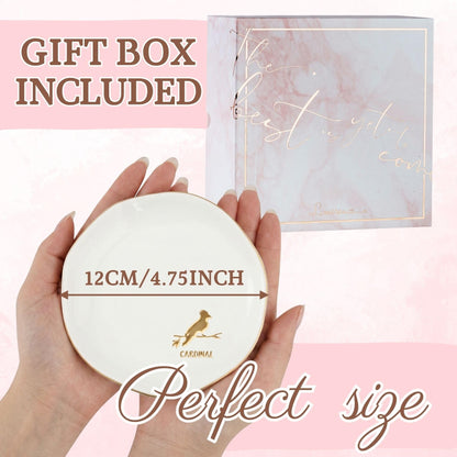 InnoBeta Cardinal Gifs for Women, Ceramic Jewelry Tray Decorative Trinket Dish for Rings Earrings Necklaces Bracelet Watch Keys, Gifts for Birthday, Mother's Day, Christmas - 4.75"