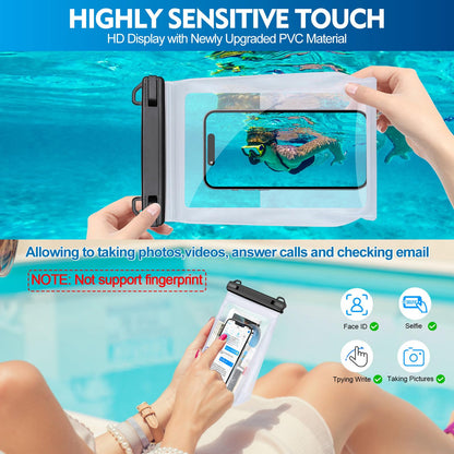 PEDVSTY Large Waterproof Phone Pouch [with Sealing Strip], Cell Phone Dry Bag for iPhone 16 15 14 13 Pro Max Galaxy S25 S24 S23 S22 All Devices, Floating Water Proof Bag for Beach Water Park White