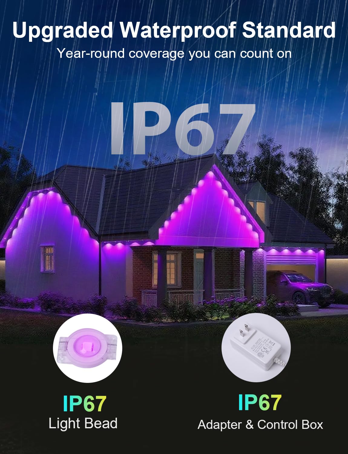 Nexillumi 400ft Permanent Outdoor Lights for House, 2025 New Smart RGB Christmas Lights Outdoor with APP Remote Control, IP67 Waterproof Eternity Eaves Lighting for Christmas Decorations