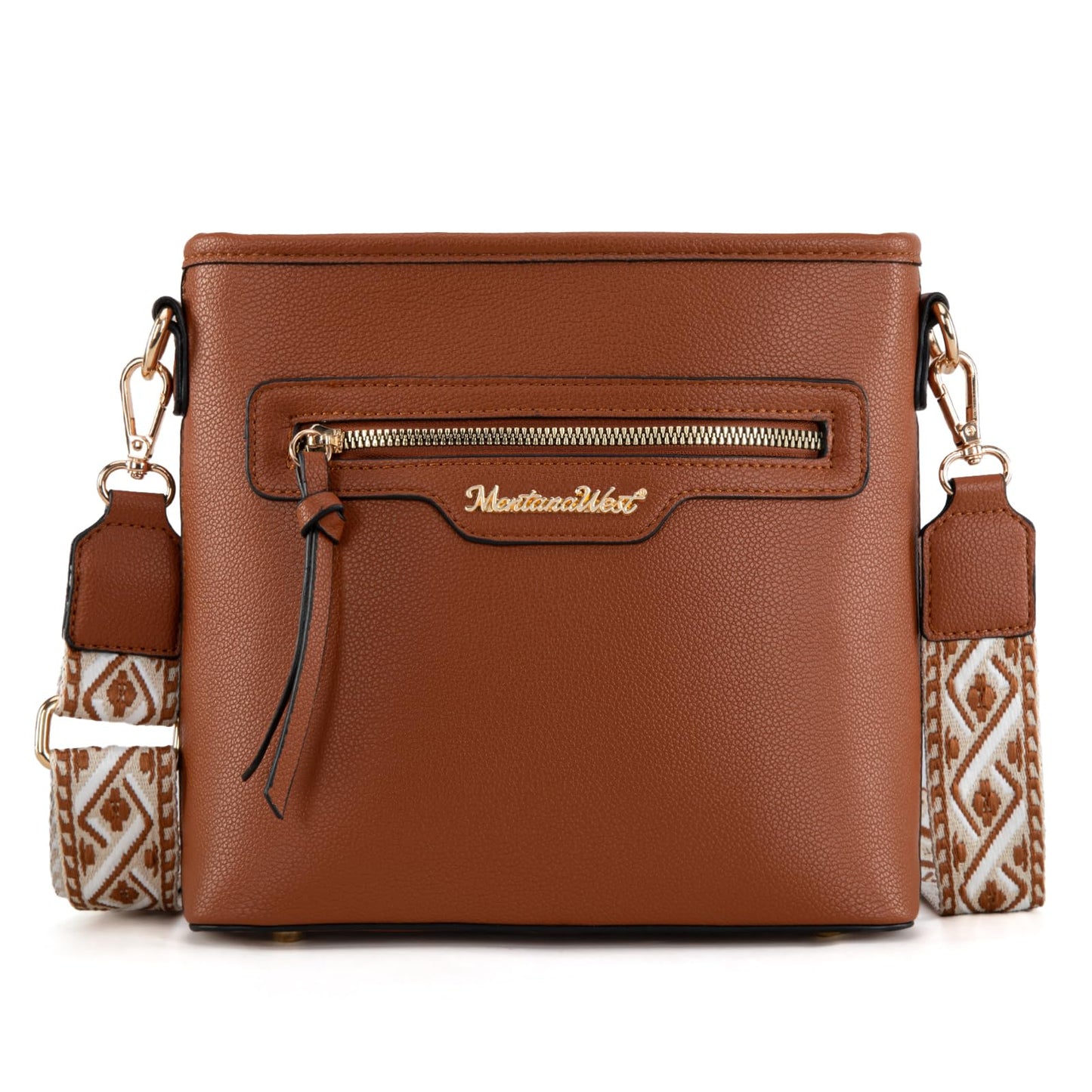 Montana West tote purse for women medium crossbody purse set 2pcs brown cute trendy woman handbag and purse ladies designer handbag with guitar strap MWC-HB-SET-330-BR