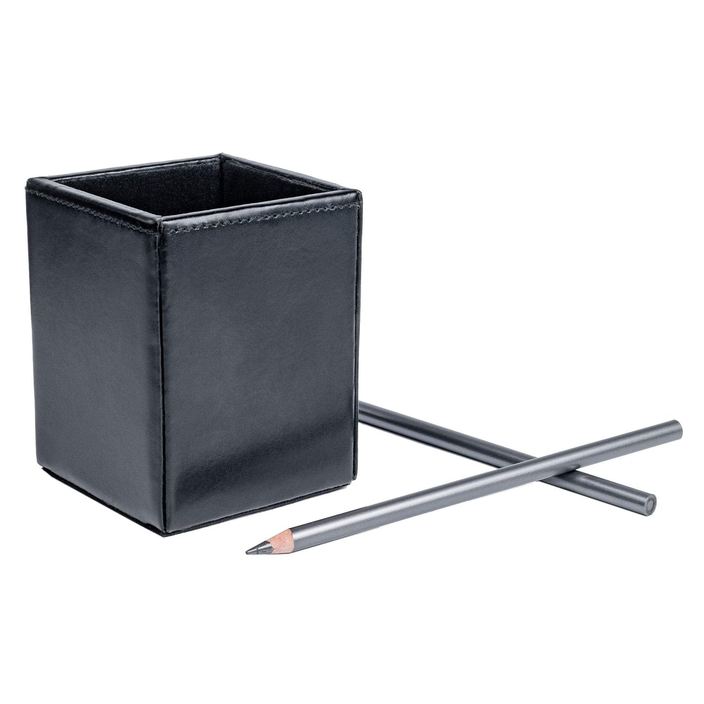 Dacasso Pencil Cup, Luxury Black Bonded Leather - Executive Decor and Elegant Organizer