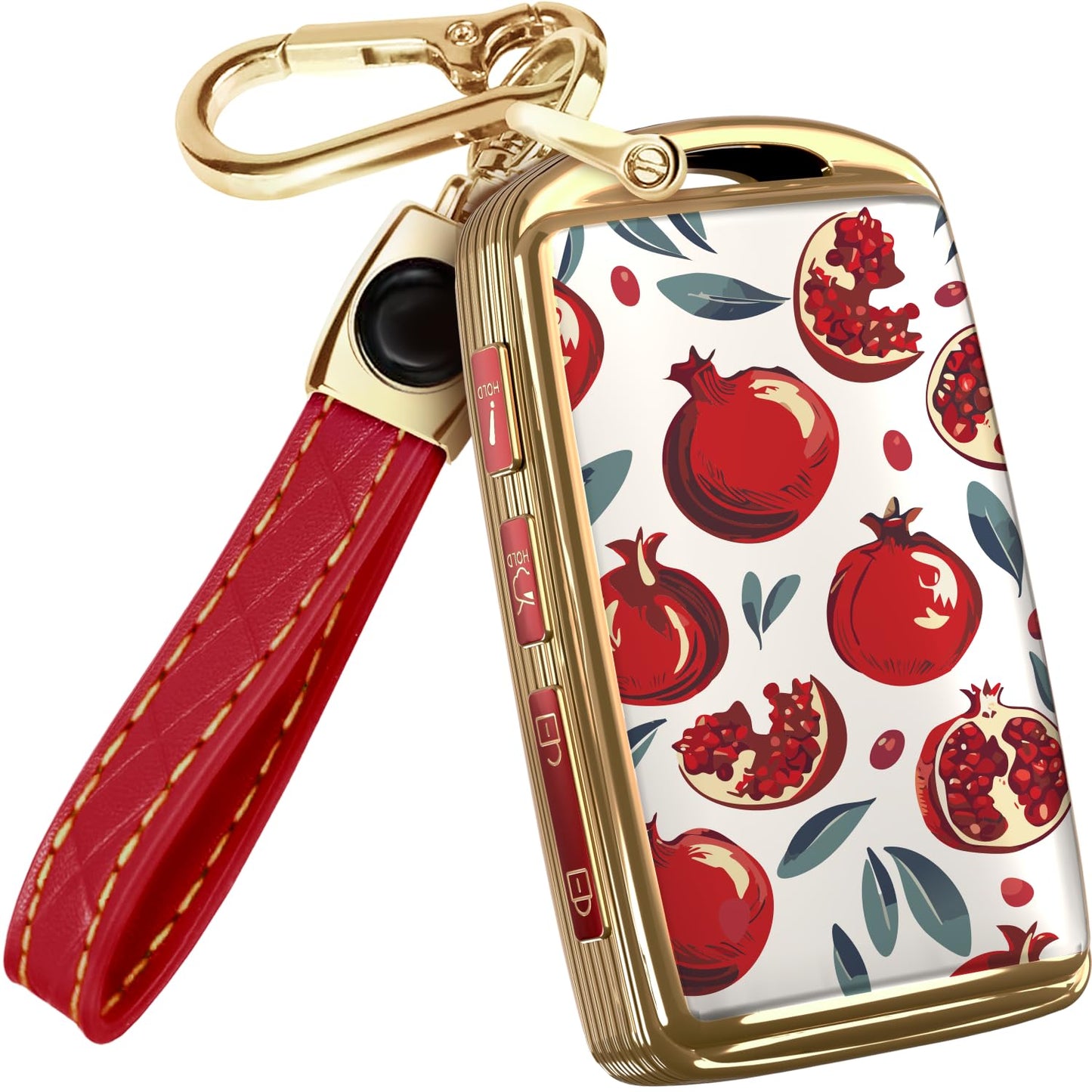 Lucrum Compatible with Mazda CX5 Key Fob Cover & Leather Keychain - TPU Keyfob Case for 3, 6, CX-5, CX-9, CX-30, CX-50, CX-70 (2019-2025) - Pomegranate