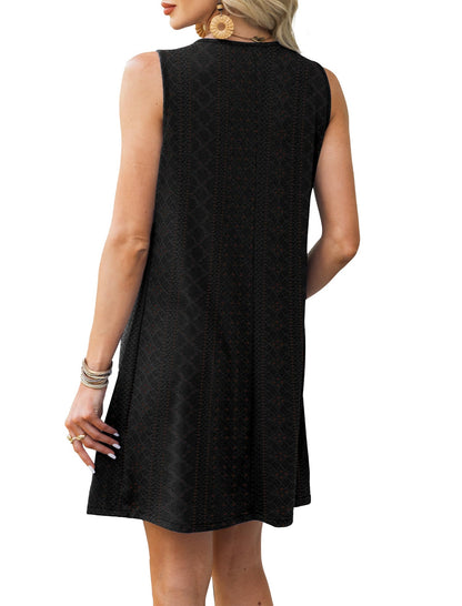 RUMIA Beach Vacation Clothes for Women Sundresses Swimsuit Coverup with Pockets Black L