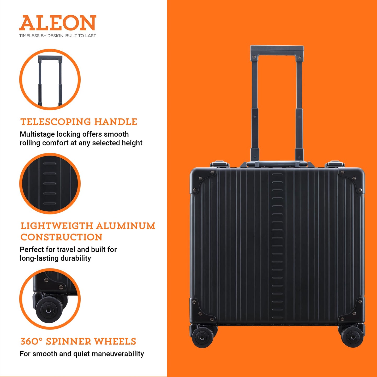 All Aluminum Lightweight 17" Deluxe Rolling Laptop Catalog Case for Men and Women | Vertical Opening Carry-On Bag with TSA Locks and Aircraft-Grade Aluminum Frame - Optimal Travel Companion (Onyx)