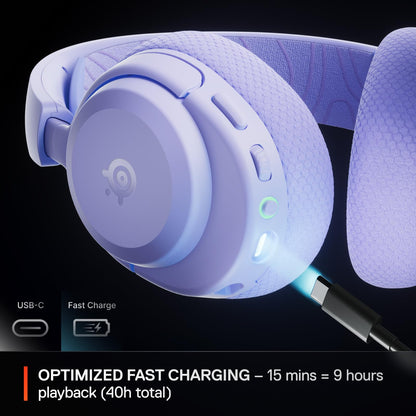 SteelSeries Arctis Nova 3P Wireless Multi-Platform Gaming Headset — Mobile App Control — 40 HR Battery — Neodymium Magnetic Drivers — 2.4GHz/Bluetooth — PS5, PS4, PC, Switch, Mobile — Lavender