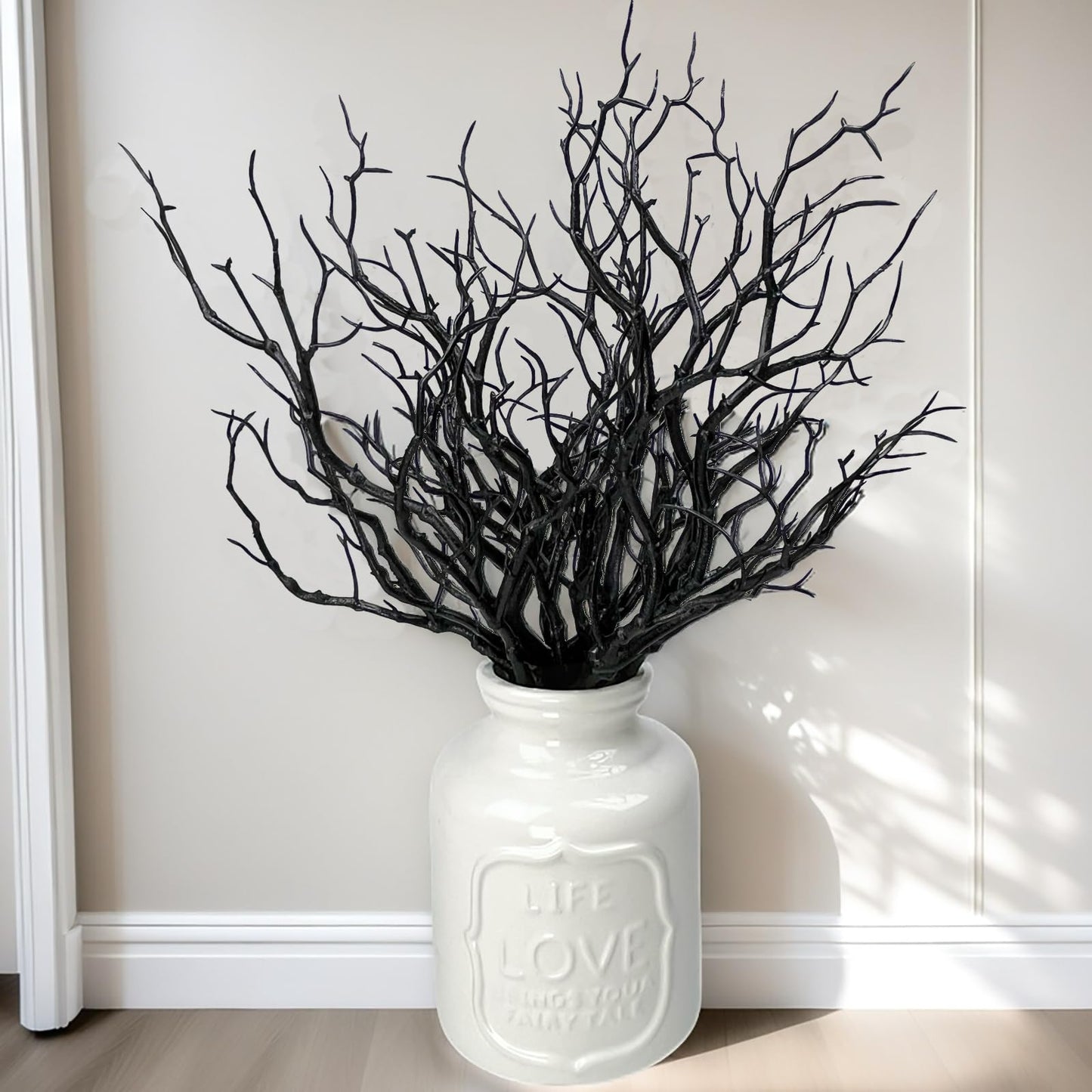 Threemonkys 13.8 inches Artificial Coral Branches Fake Antler Branches Small Branches for Home Decoration Flower Arrangement Wedding Christmas Halloween Festival (Black 10PCS)
