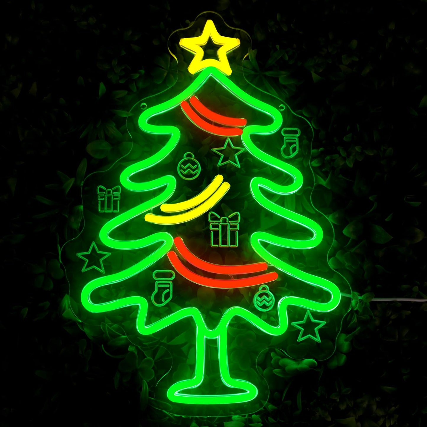 Radineon Christmas Tree Neon Sign for Wall Decor, Dimmable LED Neon Lights with Hanging Chain for Bedroom, Living Room, Window, Home, Party, Christmas Decoration（15.7 * 11 Inches）