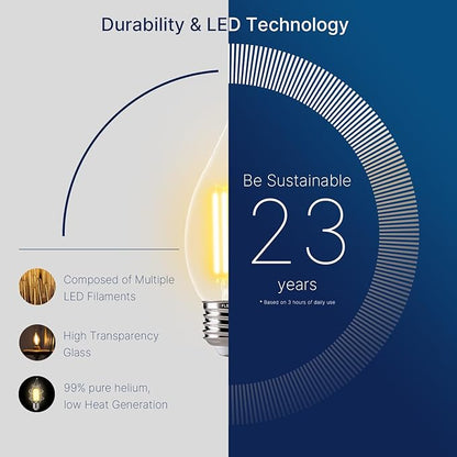 FLSNT LED Candelabra Light Bulbs E26 Base, 60 Watts Equivalent Dimmable LED Chandelier Light Bulbs, 2700K Soft White, 24 Pack UL,CA65 Listed.
