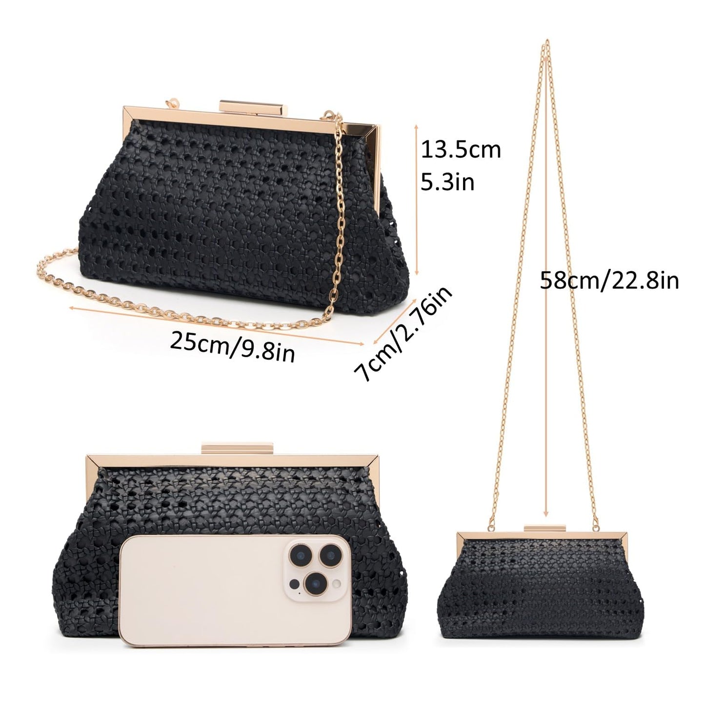 DETARA Woven Evening Bag Clutch Purses for Women Fashion PU Leather Crossbody Purse for Wedding Party and Prom (Black 2026)