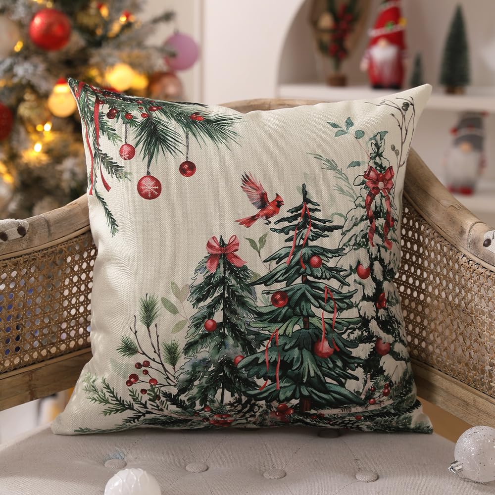 DFXSZ Christmas Pillow Covers 18x18 Inch Set of 2 Christmas Tree Decorations Throw Pillows Winter Xmas Decor for Home Couch TH-35B18