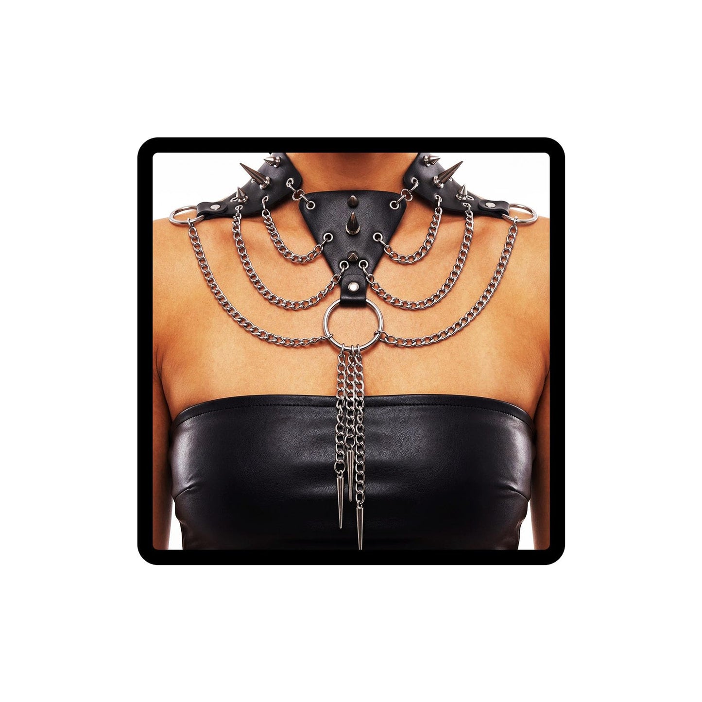 ELABEST Punk Rivet Black Leather Choker Necklace Women Gothic Spike Studded Collar Rock Streetwear Jewelry Accessory