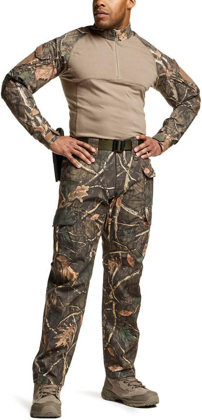 CQR Men's Tactical Pants, Water Resistant Ripstop Cargo Pants, Lightweight EDC Work Hiking Pants, Outdoor Apparel, Duratex Mag Pocket Print Hunting Camo, 30W x 30L