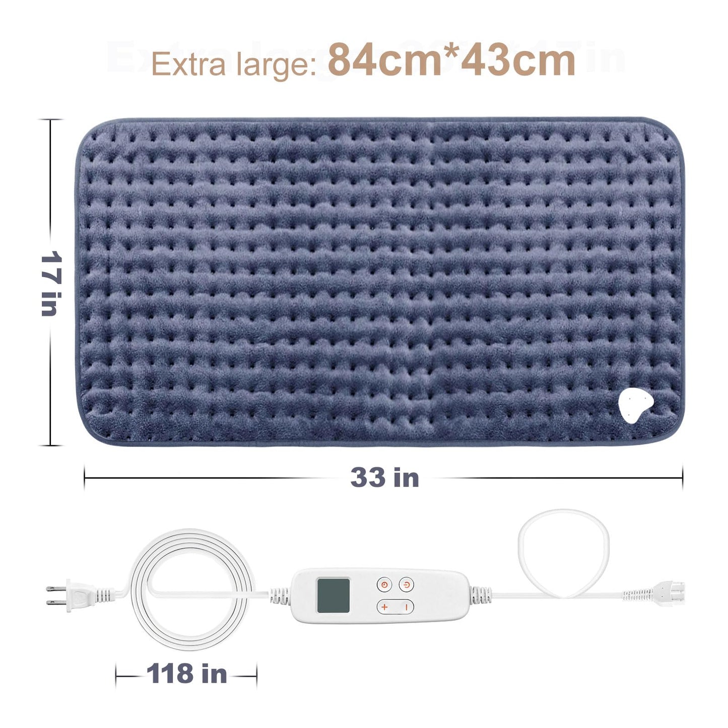 VAAGHANM Heating Pad: 33 x 17 inches Electric Heating Pad for Back Pain Relief -Extra Large Heat Pad for Shoulder/Neck/Cramp/Menstrual Pain - Upgraded 6 Timer & 6 Temperature Controller