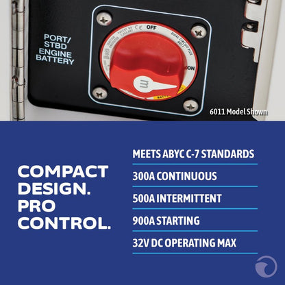 Blue Sea Systems 3‑Position Mini Battery Switch, Black, 6008200 m‑Series