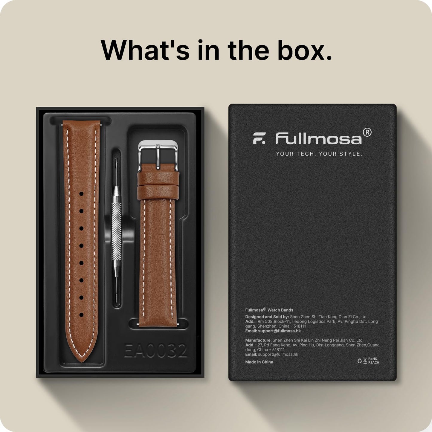 12 Colors for Quick Release Leather Watch Band, Fullmosa Axus Genuine Leather Watch Strap,Brown,22mm