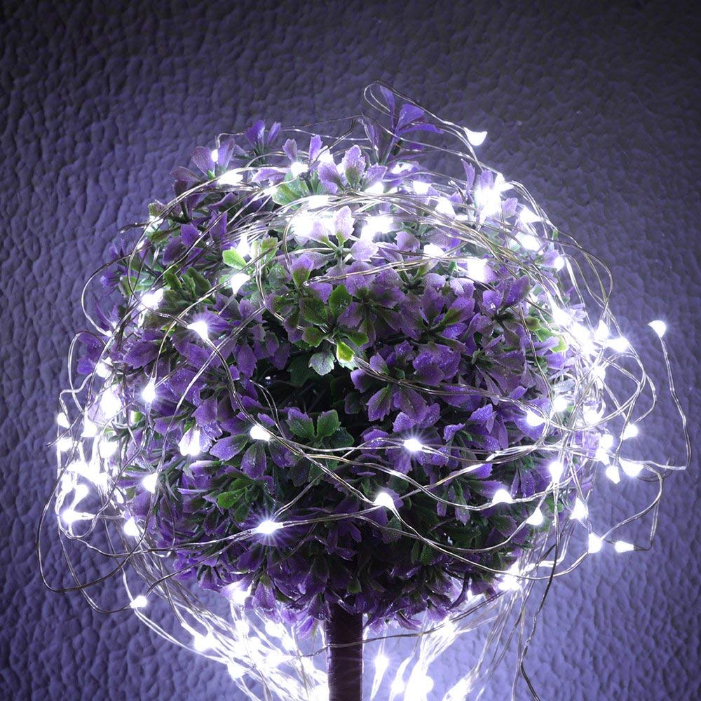LIIDA [10-Pack] LED String Lights, 6.6FT LED Moon Lights 20 Led Micro Lights On Silver Copper Wire (Batteries Include) for DIY Wedding Centerpiece, Table Decoration, Party (Cool White)
