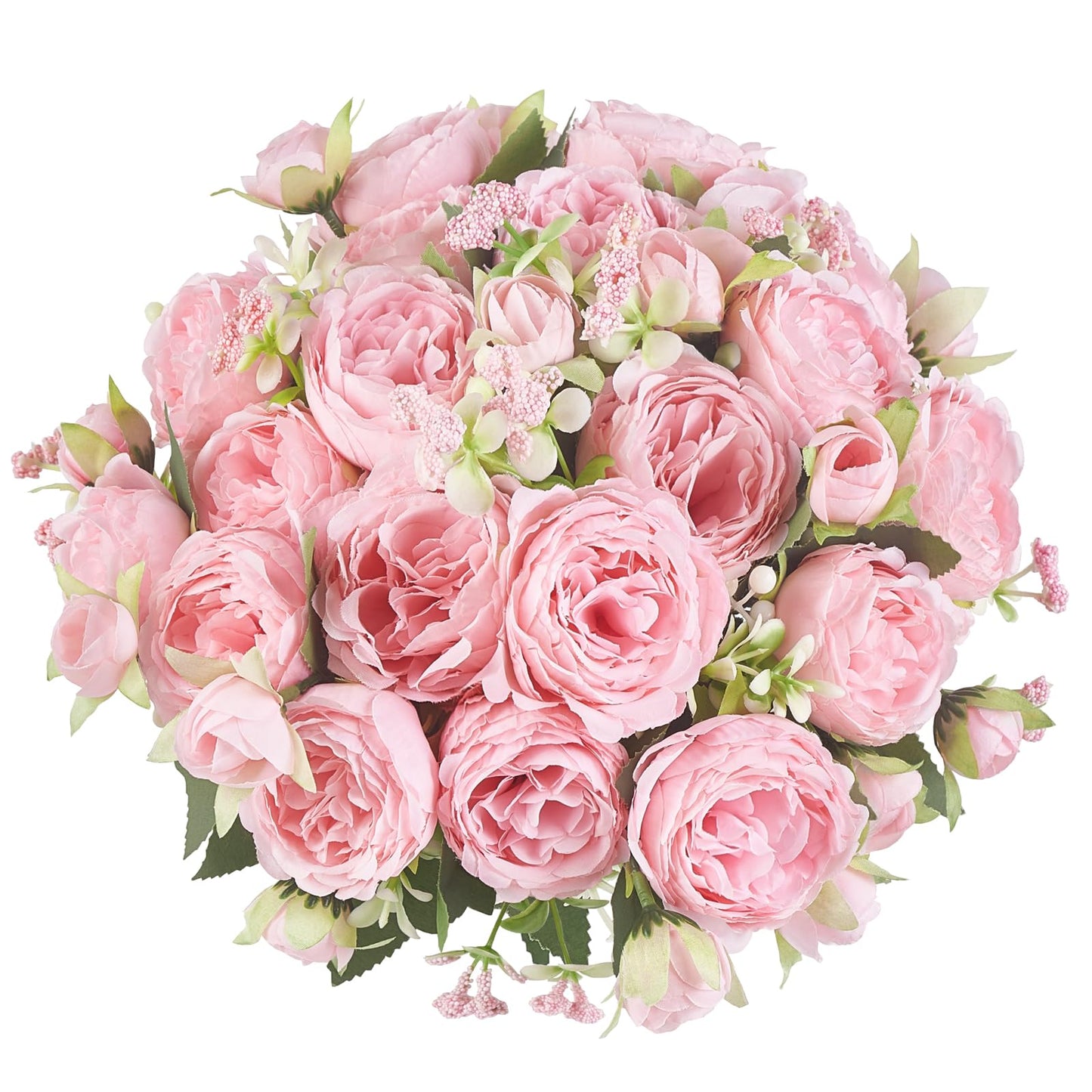 Mkono Peonies Artificial Flowers, Small Silk Flowers for Home Decor Indoor Fake Bouquet Faux Floral Arrangements Dining Table Centerpieces for Kitchen Bridal Wedding Party Decor Pink