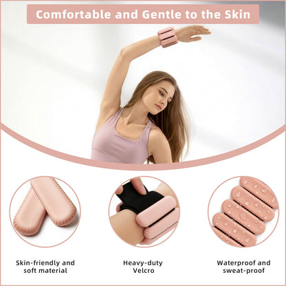 Wrist Weights, Silicone Adjustable Ankle Weights for Women Men - Strengthen Arms and Legs Ideal for for Home Gym Workout, Running, Yoga, Pilates, Barre, Exercise, Strength Training (Flesh Pink, 2 lbs Pair (1lb Each))