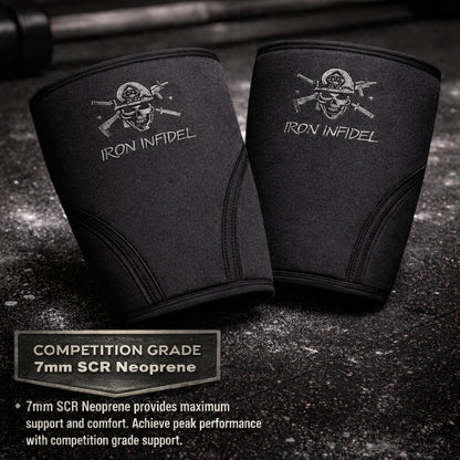 Knee Sleeves for Weightlifting & Powerlifting (7mm Pair) For Men & Women - Knee Wraps for Weight Lifting, Squats, Fitness, Gym Workout, Crossfit - IPF Approved Knee Compression Sleeve Support