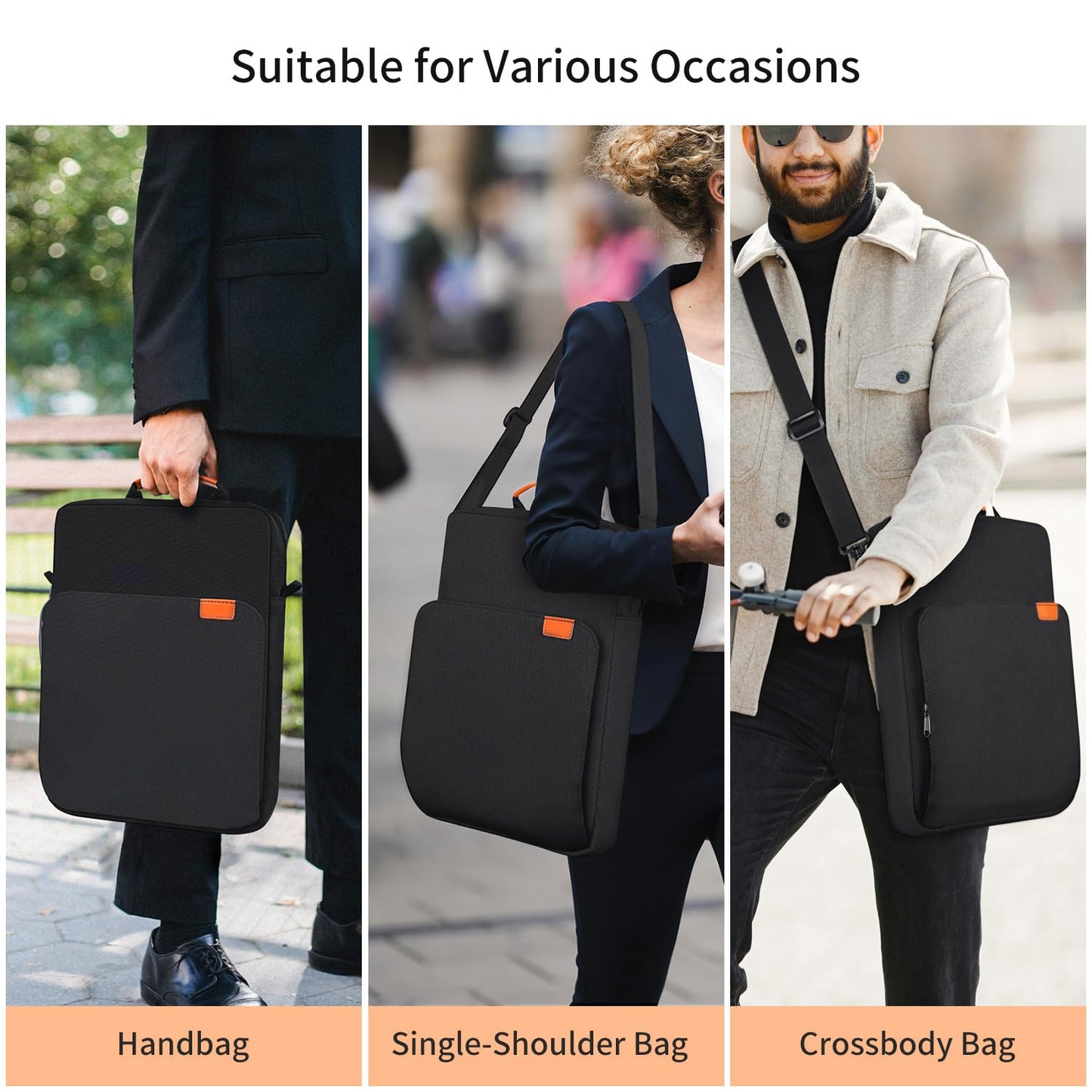13 Inch Laptop Shoulder Bag Carrying Case for Macbook Air 13" M5 M4 A3449 A3420/ 2026 MacBook Neo A18 Pro A3404/ MacBook Pro 14" M5 M4 M3/ 13" iPad Pro/Air M5 M4, Vertical Laptop Sleeve Handbag, Black